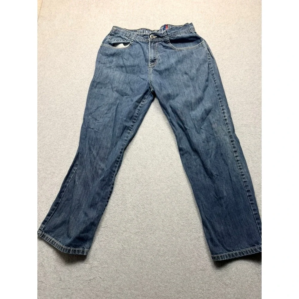 Ecko Unltd Mens Blue Denim Jeans Straight Relaxed Fit Streetwear Size 34x31